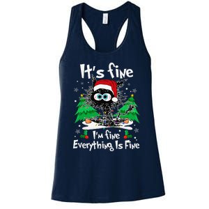 Black Cat Christmas Its Fine Im Fine Everything Is Fine Women's Racerback Tank