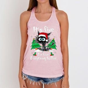 Black Cat Christmas Its Fine Im Fine Everything Is Fine Women's Knotted Racerback Tank