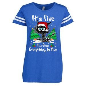 Black Cat Christmas Its Fine Im Fine Everything Is Fine Enza Ladies Jersey Football T-Shirt