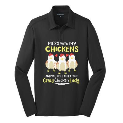 Backyard Crazy Chicken Lady Womens Farmer Silk Touch Performance Long Sleeve Polo