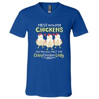 Backyard Crazy Chicken Lady Womens Farmer V-Neck T-Shirt