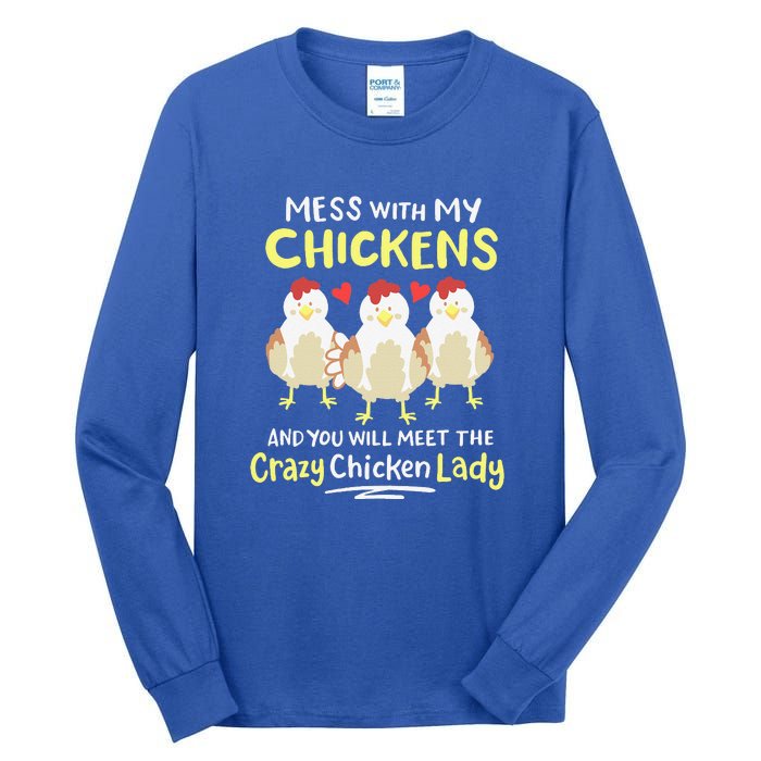 Backyard Crazy Chicken Lady Womens Farmer Tall Long Sleeve T-Shirt