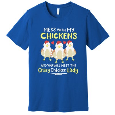 Backyard Crazy Chicken Lady Womens Farmer Premium T-Shirt