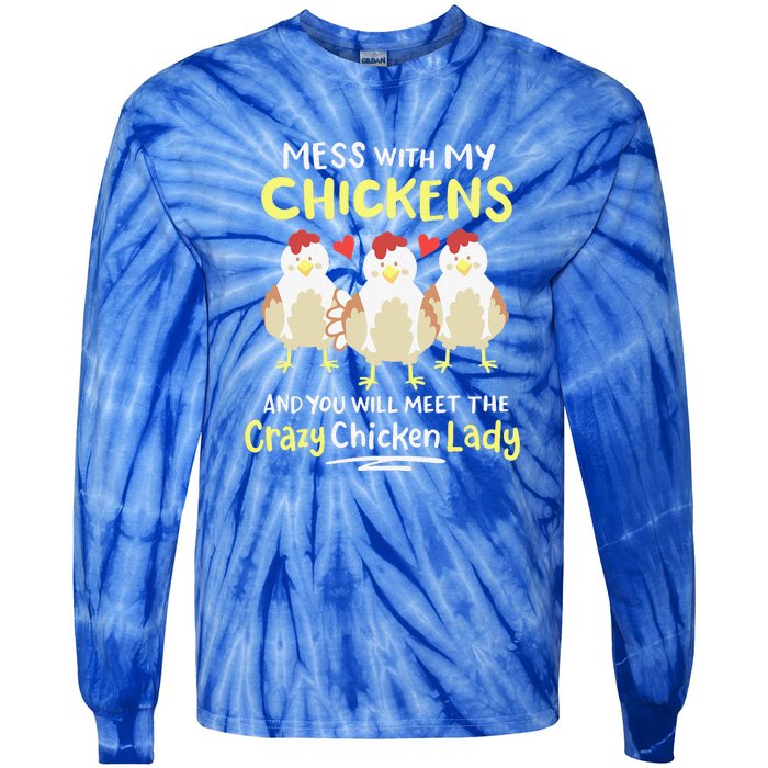 Backyard Crazy Chicken Lady Womens Farmer Tie-Dye Long Sleeve Shirt