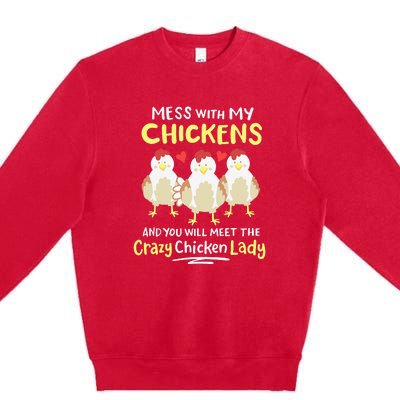 Backyard Crazy Chicken Lady Womens Farmer Premium Crewneck Sweatshirt