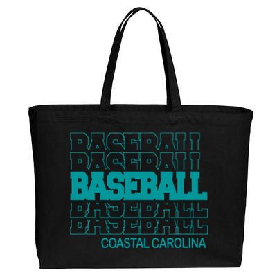 Baseball Coastal Carolina In Modern Stacked Lettering Cotton Canvas Jumbo Tote