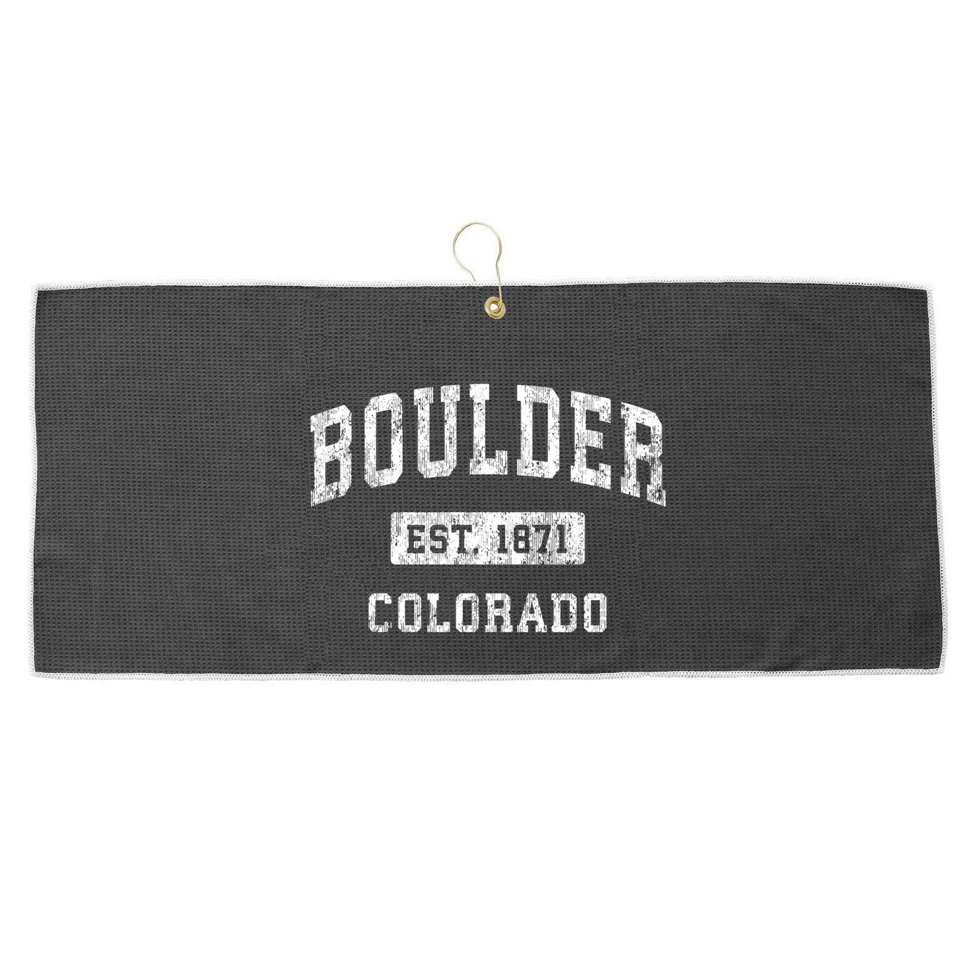 Boulder Colorado Co Vintage Established Sports Large Microfiber Waffle Golf Towel