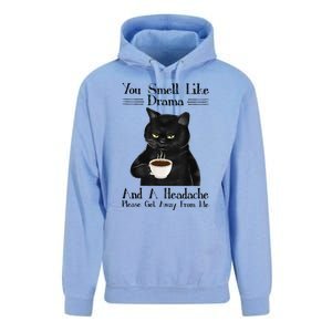 Black Cat Coffee You Smell Like Drama And A Headache Unisex Surf Hoodie