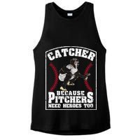 Baseball Catchers Catcher Because Pitchers Need Heroes Too Ladies PosiCharge Tri-Blend Wicking Tank