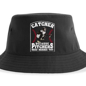 Baseball Catchers Catcher Because Pitchers Need Heroes Too Sustainable Bucket Hat