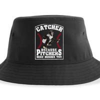 Baseball Catchers Catcher Because Pitchers Need Heroes Too Sustainable Bucket Hat