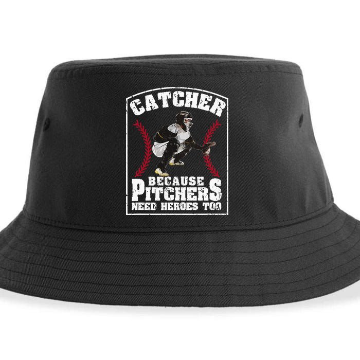 Baseball Catchers Catcher Because Pitchers Need Heroes Too Sustainable Bucket Hat