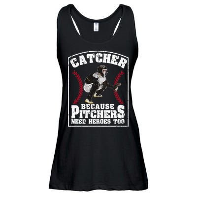 Baseball Catchers Catcher Because Pitchers Need Heroes Too Ladies Essential Flowy Tank