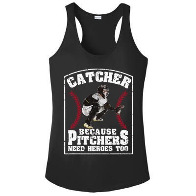Baseball Catchers Catcher Because Pitchers Need Heroes Too Ladies PosiCharge Competitor Racerback Tank