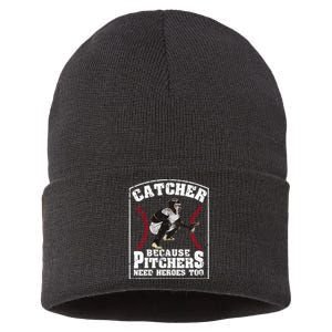 Baseball Catchers Catcher Because Pitchers Need Heroes Too Sustainable Knit Beanie