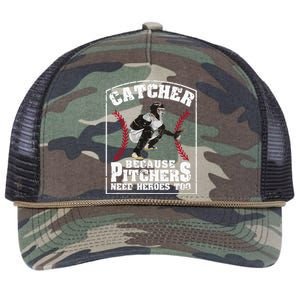 Baseball Catchers Catcher Because Pitchers Need Heroes Too Retro Rope Trucker Hat Cap