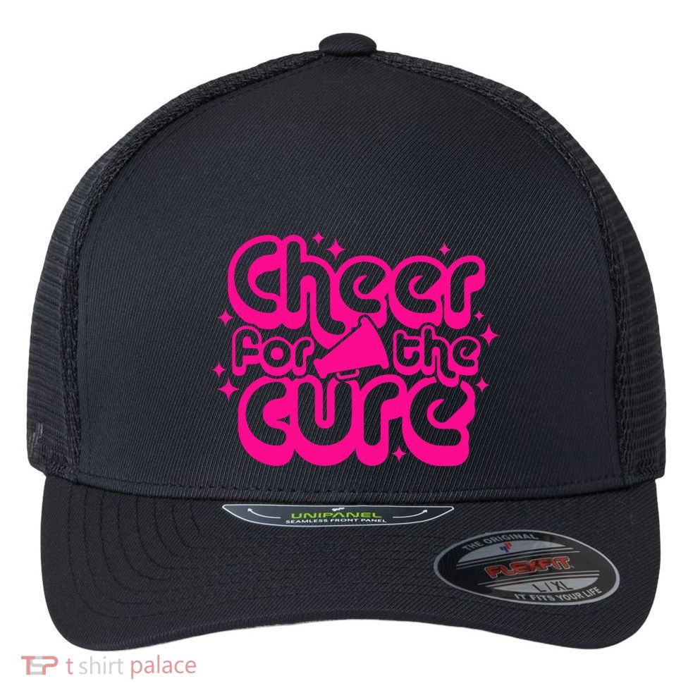 Breast Cancer Cheer For The Cure Pink Awareness Gift Flexfit Unipanel Trucker Cap