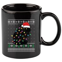 Black Cat Christmas Ugly Sweater Funny Santa Cat 11oz C Handle Ceramic Mug