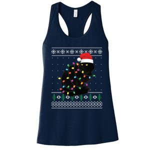 Black Cat Christmas Ugly Sweater Funny Santa Cat Women's Racerback Tank