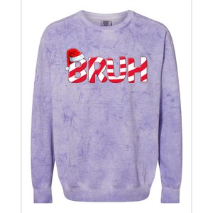 Bruh Christmas Candy Cane For Teen Boy Funny Xmas Bruh Colorblast Crewneck Sweatshirt