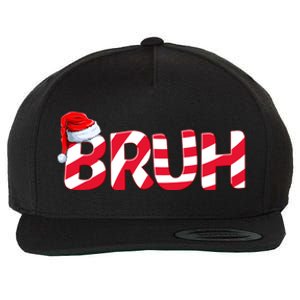 Bruh Christmas Candy Cane For Teen Boy Funny Xmas Bruh Wool Snapback Cap