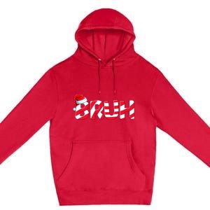 Bruh Christmas Candy Cane For Teen Boy Funny Xmas Bruh Premium Pullover Hoodie