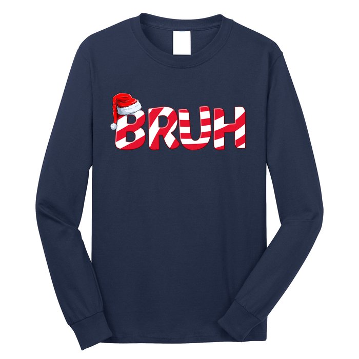 Bruh Christmas Candy Cane For Teen Boy Funny Xmas Bruh Long Sleeve Shirt