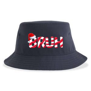 Bruh Christmas Candy Cane For Teen Boy Funny Xmas Bruh Sustainable Bucket Hat