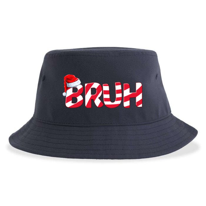 Bruh Christmas Candy Cane For Teen Boy Funny Xmas Bruh Sustainable Bucket Hat