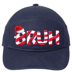 Bruh Christmas Candy Cane For Teen Boy Funny Xmas Bruh 7-Panel Snapback Hat