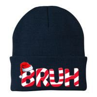 Bruh Christmas Candy Cane For Teen Boy Funny Xmas Bruh Knit Cap Winter Beanie