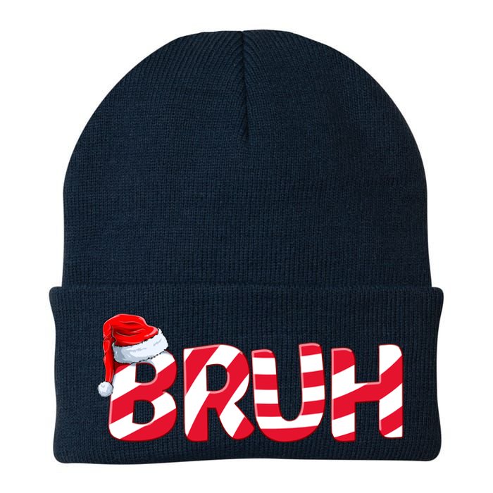 Bruh Christmas Candy Cane For Teen Boy Funny Xmas Bruh Knit Cap Winter Beanie