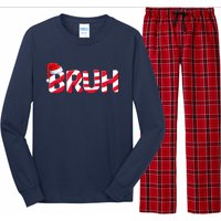 Bruh Christmas Candy Cane For Teen Boy Funny Xmas Bruh Long Sleeve Pajama Set