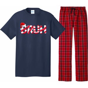 Bruh Christmas Candy Cane For Teen Boy Funny Xmas Bruh Pajama Set