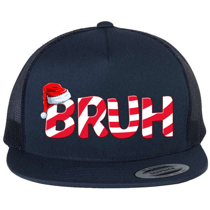 Bruh Christmas Candy Cane For Teen Boy Funny Xmas Bruh Flat Bill Trucker Hat