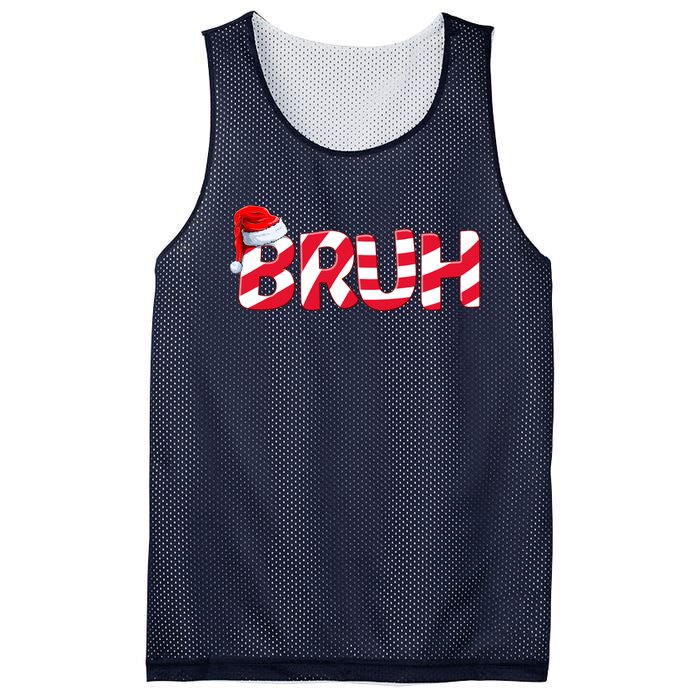 Bruh Christmas Candy Cane For Teen Boy Funny Xmas Bruh Mesh Reversible Basketball Jersey Tank