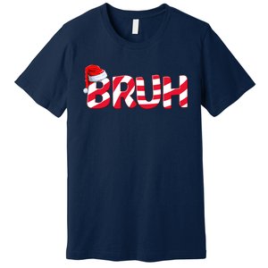 Bruh Christmas Candy Cane For Teen Boy Funny Xmas Bruh Premium T-Shirt