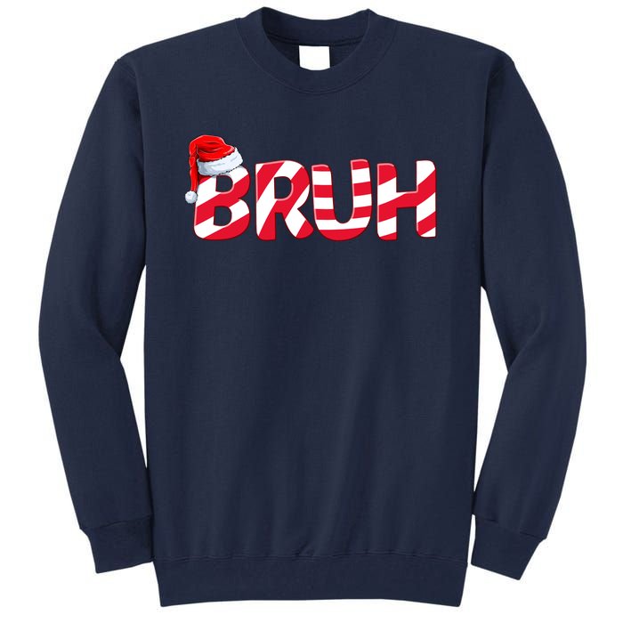 Bruh Christmas Candy Cane For Teen Boy Funny Xmas Bruh Tall Sweatshirt