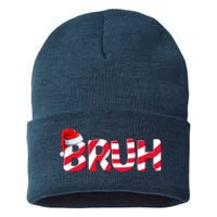 Bruh Christmas Candy Cane For Teen Boy Funny Xmas Bruh Sustainable Knit Beanie