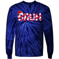 Bruh Christmas Candy Cane For Teen Boy Funny Xmas Bruh Tie-Dye Long Sleeve Shirt