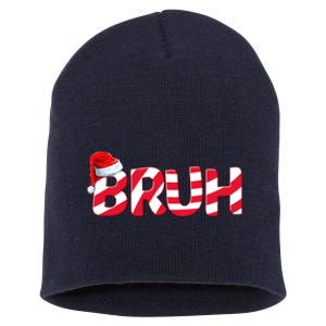 Bruh Christmas Candy Cane For Teen Boy Funny Xmas Bruh Short Acrylic Beanie