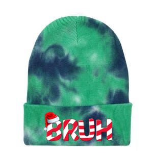 Bruh Christmas Candy Cane For Teen Boy Funny Xmas Bruh Tie Dye 12in Knit Beanie