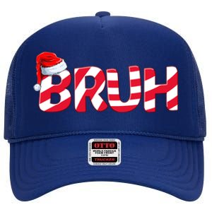 Bruh Christmas Candy Cane For Teen Boy Funny Xmas Bruh High Crown Mesh Back Trucker Hat