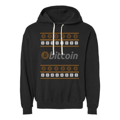 Bitcoin Cryptocurrency Christmas Holiday Garment-Dyed Fleece Hoodie