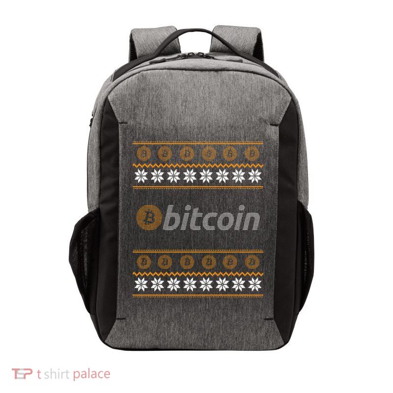 Bitcoin Cryptocurrency Christmas Holiday Vector Backpack