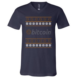 Bitcoin Cryptocurrency Christmas Holiday V-Neck T-Shirt