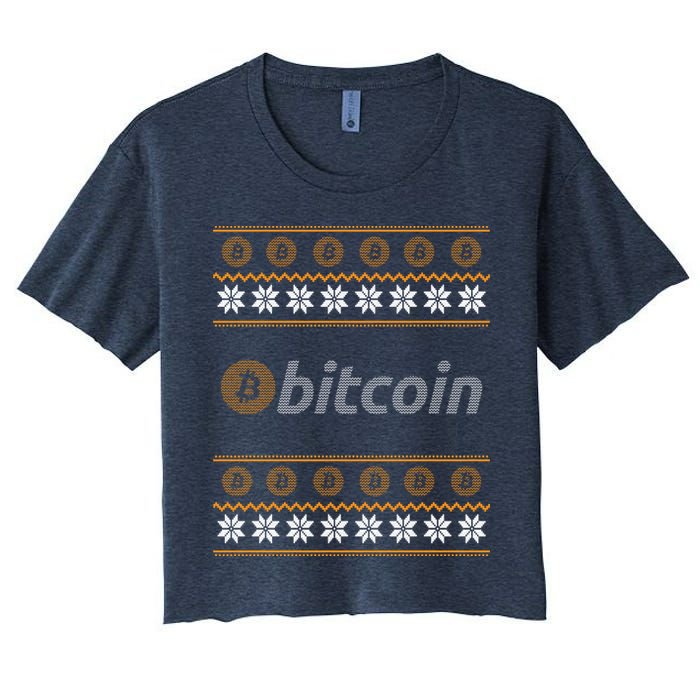 Bitcoin Cryptocurrency Christmas Holiday Women's Crop Top Tee