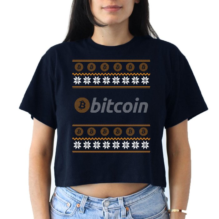 Bitcoin Cryptocurrency Christmas Holiday Women's Crop Top Tee