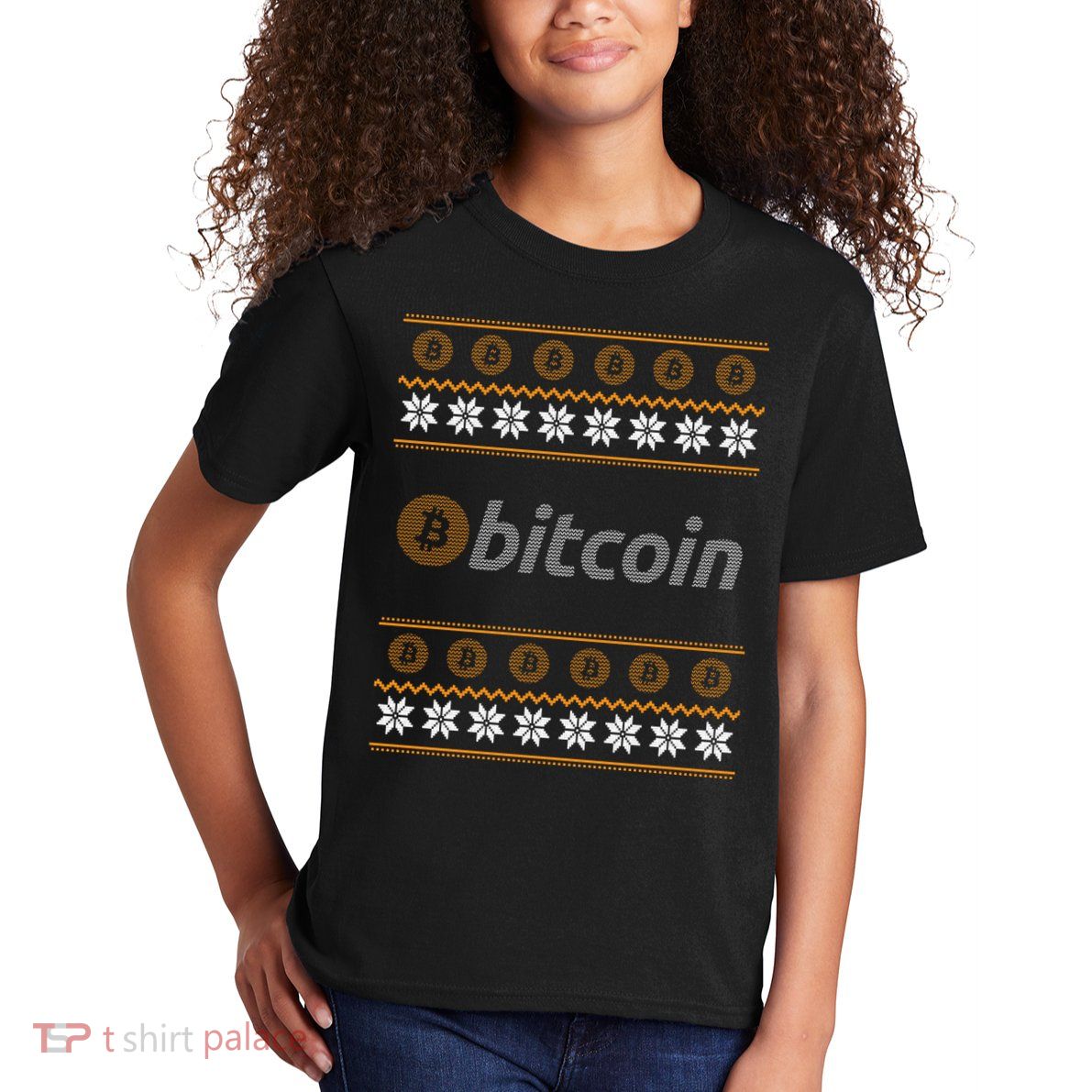Bitcoin Cryptocurrency Christmas Holiday Kids T-Shirt