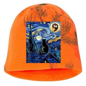 Black Cat Comma La Kamala Harris Halloween Starry Night Kati - Camo Knit Beanie